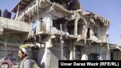 Buildings damaged by shelling and airstrikes in Mir Ali, North Waziristan.