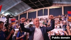 Armenia - Former President Robert Kocharian arrives for the final campaign rally of his Hayastan bloc, Yerevan, June 5, 2026.