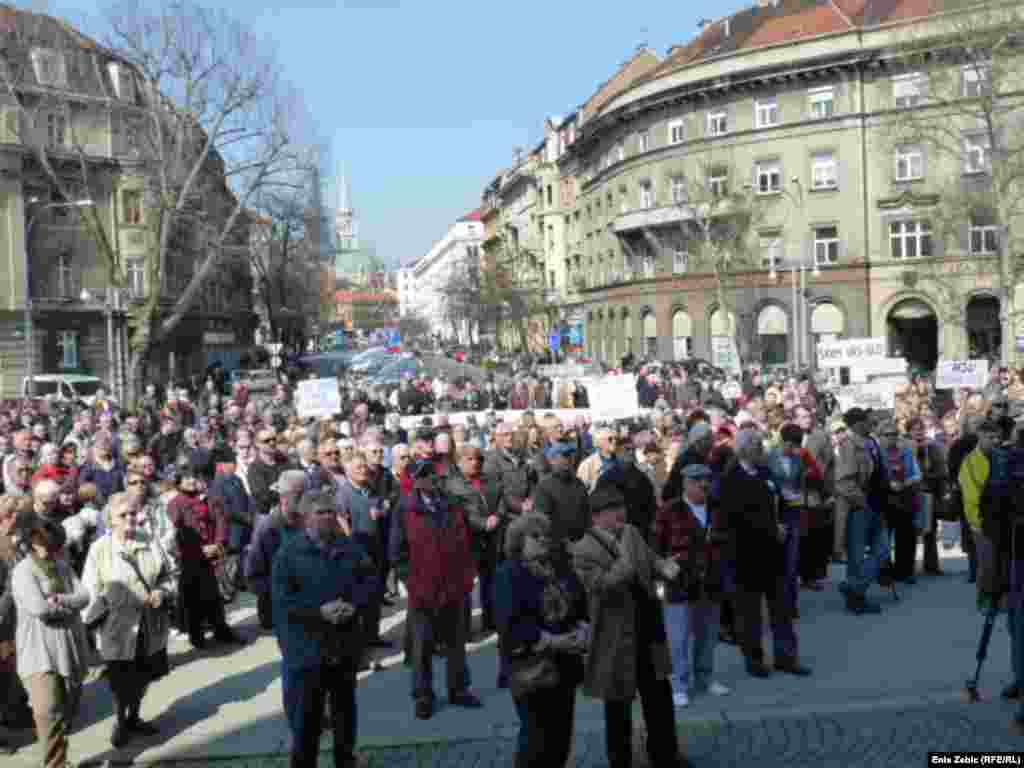 Prosvjedi umirovljenika u Zagrebu, 23. ožujka 2011, Foto: Enis Zebić/RSE