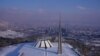 Yerevan, Armenia. A dusting of snow coats the Genocide Memorial.