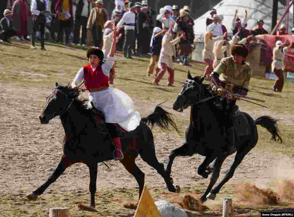 A stunt rider sets the pace during a performance. Organizers expected competitors from 77 countries to participate in 37 types of ethnosports at these 3rd World Nomad Games.