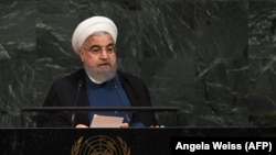 U.S. -- Hassan Rouhani, President of Iran, addresses the 72nd UN General Assembly on September 20, 2017, at the United Nations in New York. 