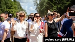 Светлана Тихановская, Вероника Цепкало жана Мария Колесникова. Гродно шаары. 1-август, 2020-жыл.