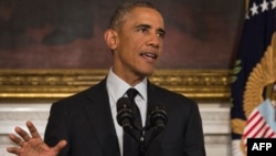 U.S. -- President Barack Obama delivers a statement from the White House in Washington, September 18, 2014