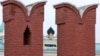 The headquarters of Russia's state-owned oil giant Rosneft is seen through the walls of the Kremlin. (file photo)