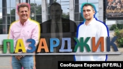 Бившият кмет на Пазарджик Тодор Попов, санкционираният за корупция лидер на „ДПС – Ново начало“ Делян Пеевски и сегашният кмет на Пазарджик Петър Куленски от ПП-ДБ. Колаж.