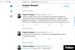 Греагуар Манжанинг Гулнора Каримова ҳақидаги 2020 йил 17 июнь кунги твитлари