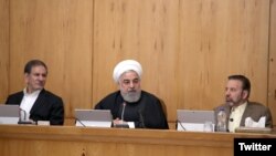 Iranian President Hassan Rouhani says Iran's enemies are taking advantage of the coronavirus outbreak in the country. Cabinet meeting, February 26, 2020.