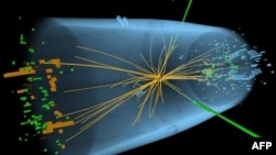 Ядролук изилдөөлөр боюнча европалык уюм сунуш кылган Хиггс бозонунун графикалык көрүнүшү. 4-июль, 2012