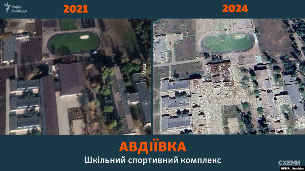 Шкільний спортивний комплекс, м. Авдіївка (жовтень 2021 року / липень 2024 року)