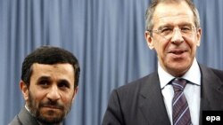 Iranian President Mahmud Ahmadinejad (left) and Russian Foreign Minister Sergei Lavrov (file photo)