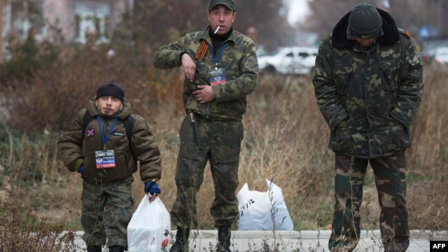 Сторонники "ДНР" в Донецке 11 ноября 2014 года