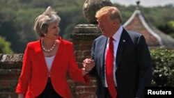 Britain's Prime Minister Theresa May and U.S. President Donald Trump