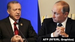 Президент Туреччини Реджеп Тайїп Ердоган (ліворуч) та президент Росії Володимир Путін