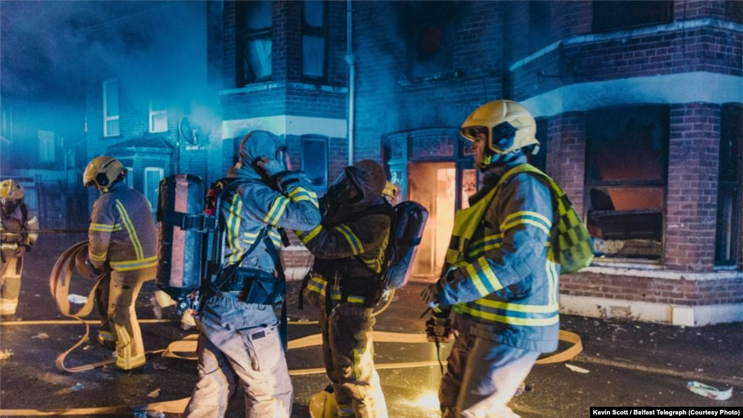 Incidente violente la Ballymena, în Irlanda de Nord, pe 9 iunie 2025. 
