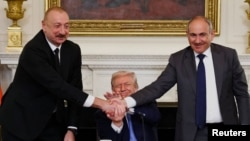 Алиев, Трамп и Пашинян в Белом доме, 8 августа 2025 года