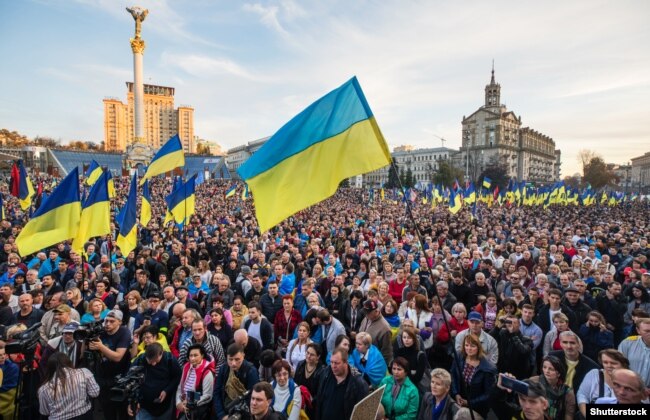 Під час акції «Ні капітуляції!» у День захисника України. Київ, 14 жовтня 2019 року