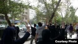 Protesters demonstrate in Tehran on July 9.