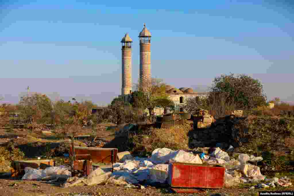 A view of Agdam mosque, where Azerbaijani soldiers attended Friday Prayers shortly after they took control of the area.