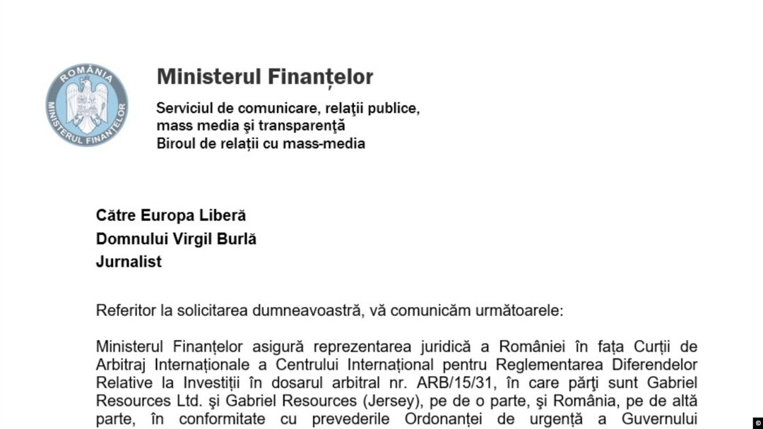 Ministerul de Finanțe dezvăluie onorariile avocaților care apără interesele statului în procesul cu Gabriel Resources