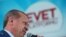 Erdogan at a campaign rally urging voters to vote "yes" to expand the president's powers.