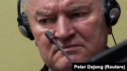 Former Bosnian Serb military leader Ratko Mladic in The Hague on June 8 before the court upheld his life sentence for genocide, crimes against humanity, and other war crimes.