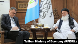 د طالبانو د اقتصاد سرپرست وزیر دین محمد حنیف د ناروې له شارژدافیر پیرالبرت الساس