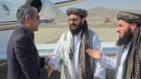 د طالبانو حکومتي چارواکي د پاکستان د کورنیو چارو وزیر محسن نقوي (له کیڼ لوري لومړی) ته پر کابل هوايي ډګر ستړي مه شي وايي - د جولای ۲۰مې انځور.