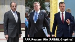 From left: Sergei Lavrov, Aleksei Kudrin, and Dmitry Medvedev