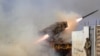 Турецкая мобильная ракетная установка ведёт огонь по сирийским войскам в окрестностях Алеппо. 14 февраля 2020
