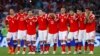 Russia national soccer team players pose during the 2018 World Cup in Sochi, Russia. The team has been barred from the 2022 World Cup, which begins in November in Qatar, because of Russia's invasion of Ukraine. 