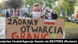 Protest na poljskoj strani granice, 24. april 2020. 