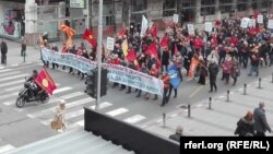 Протест во Скопје организиран од ССМ (фотографија од датотека)