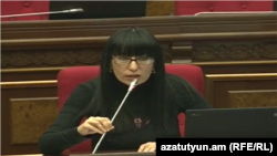 Armenia -- Naira Zohrabian, a parliament deputy from Prosperous Armenia Party, speaks in the National Assembly, Yerevan, 23Feb2015