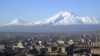 Armenia -- A view of the center of Yerevan against the backdrop of Mount Ararat.