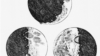 Рисунки фаз Луны из рабочей тетради Галилея
