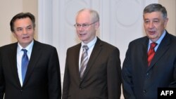 Herman Van Rompuy sa članovima Predsjedništva BiH Harisom Silajdžićem i Nebojšom Radmanovićem, Sarajevo, 20. oktobar 2010
