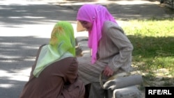Women in Tajikistan wearing hijabs