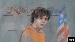 Джохар Царнаев, обвиняемый в организации взрывов в Бостоне.