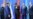 Pakistani Prime Minister Nawaz Sharif (second from left) walks past (left to right) Indian Prime Minister Narendra Modi, Chinese President Xi Jinping, Kazakh President Nursultan Nazarbaev, and Russian President Vladimir Putin as he arrives for group photo at the Shanghai Cooperation Council summit in Astana on June 9. 