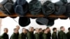 Soldiers of the 5th Brigade line up during training near the town of Narofominsk in February 2010.