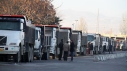 Iran truck drivers on strike. File photo