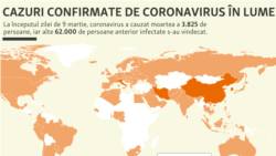 Numărul de cazuri confirmate de infecții cu noul coronavirus, 9 martie 2020