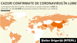 Cazuri confirmare de coronavirus la nivel mondial
