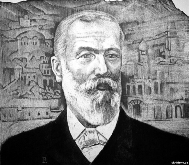 Іван Пулюй (1845–1918) – український фізик та електротехнік, винахідник, публіцист, перекладач Біблії українською мовою, громадський діяч. Репродукція з літографії Романа Литвина