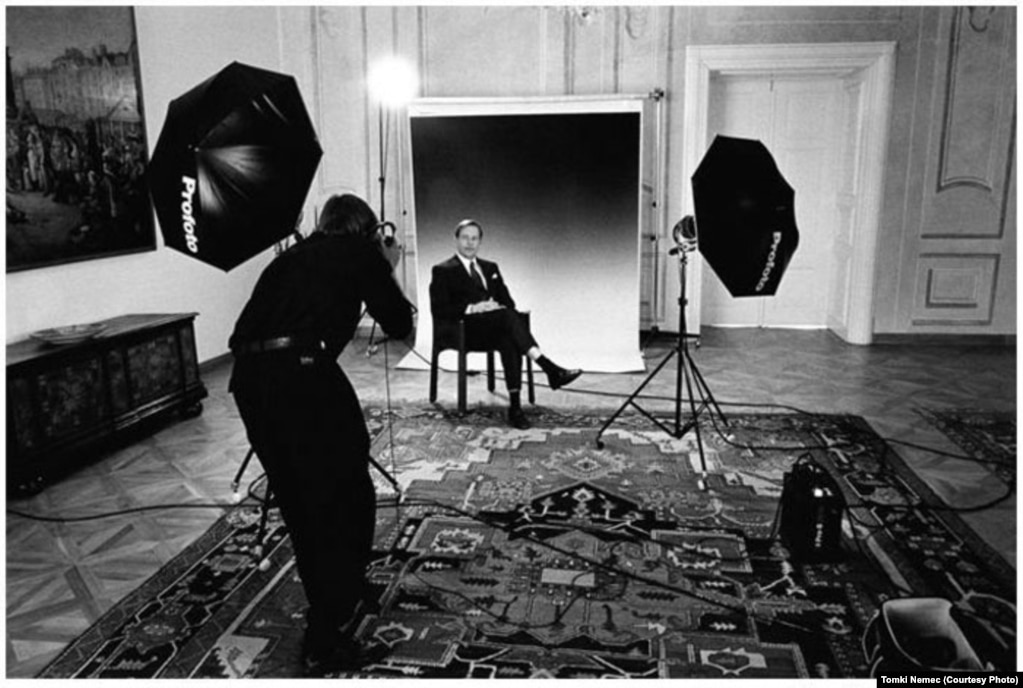 Vaclav Havel sitting for an official portrait as Czechoslovakia's head of state in 1992.