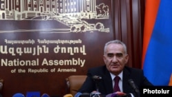 Armenia - Parliament speaker Galust Sahakian at a news conference in Yerevan, 20Nov2014.