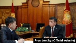 Президент Сооронбай Жээнбеков УКМКнын башчысы Идрис Кадыркуловду кабыл алуу учуру. 28-май, 2018-жыл.
