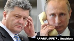 Президент України Петро Порошенко (ліворуч) та президент Росії Володимир Путін (праворуч)