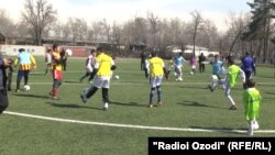 Tajikistan -- Dushanbe, youth Tajik football players, 26 March 2014 